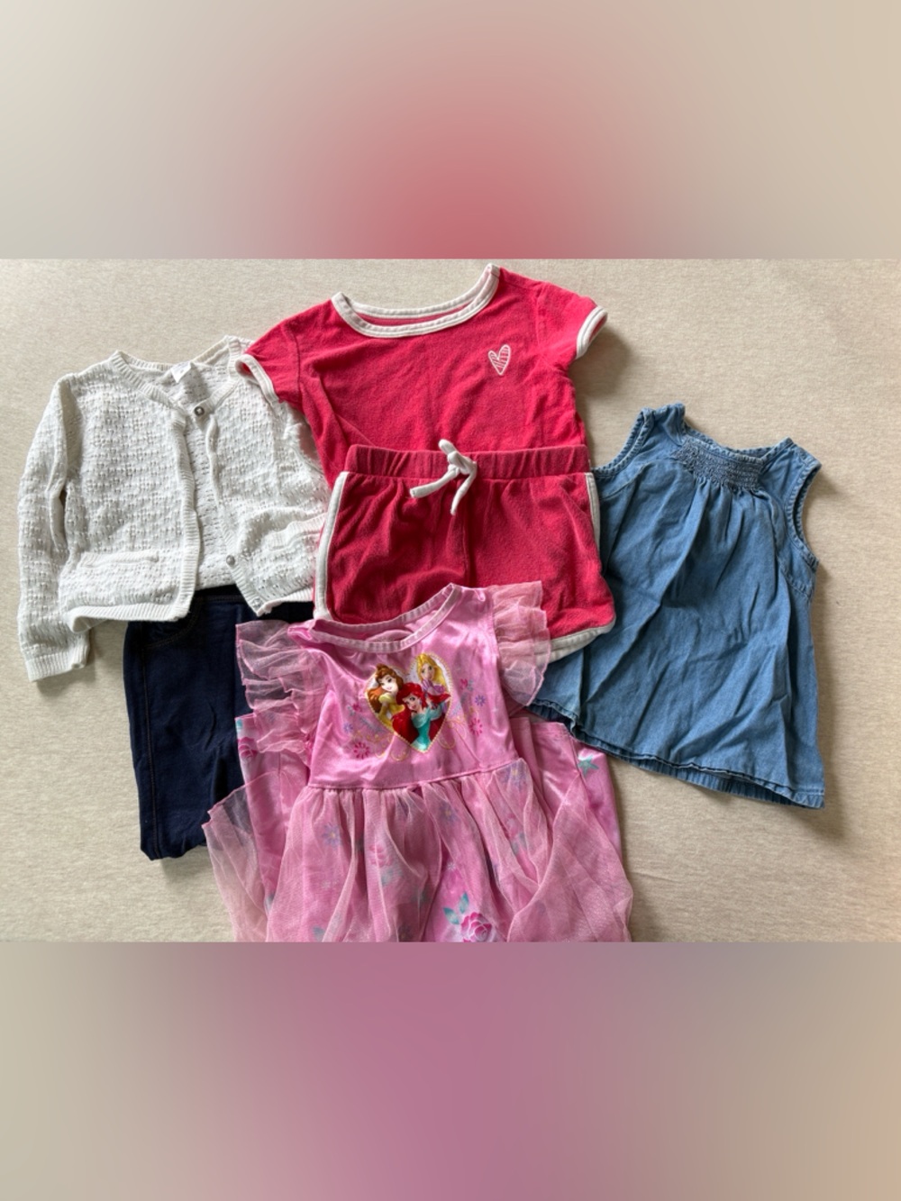 3T Girls 6pc Bundle Lightly Worn Nightgown Cardigan Leggings Top & Short Set